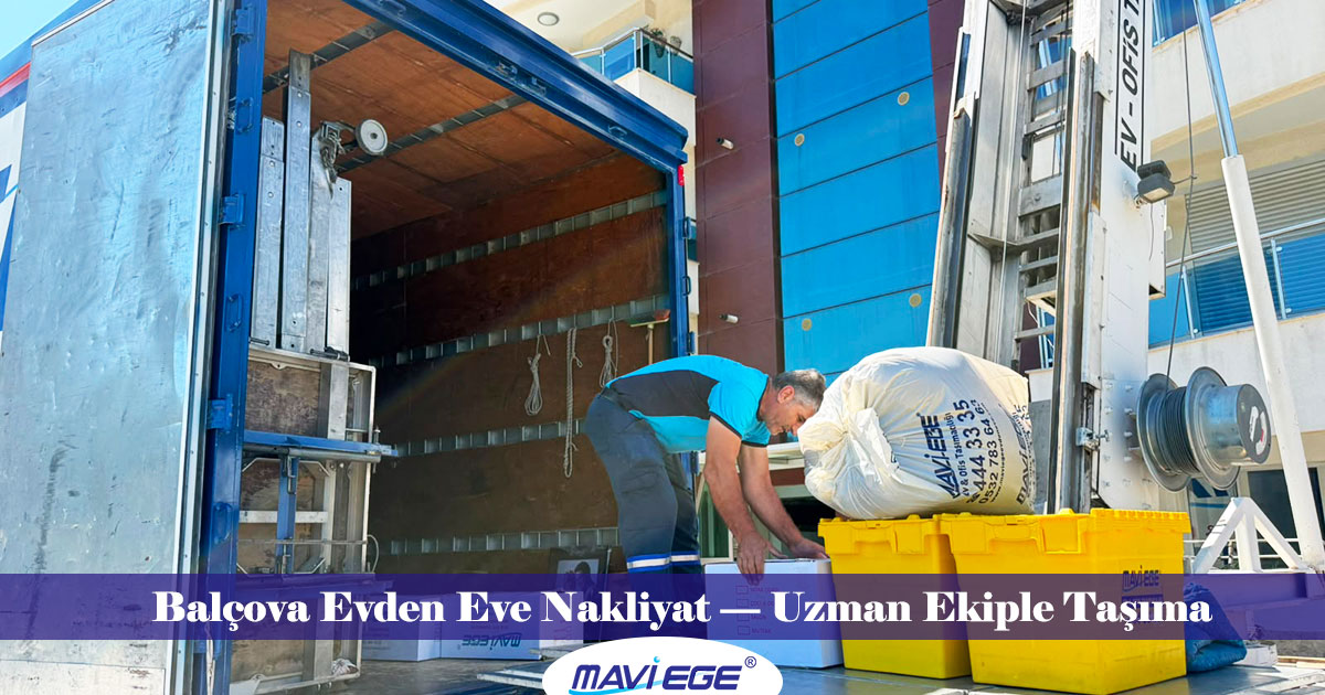 Mavi Ege Nakliyat Balçova bölgesinde asansörlü evden eve nakliye hizmeti verirken