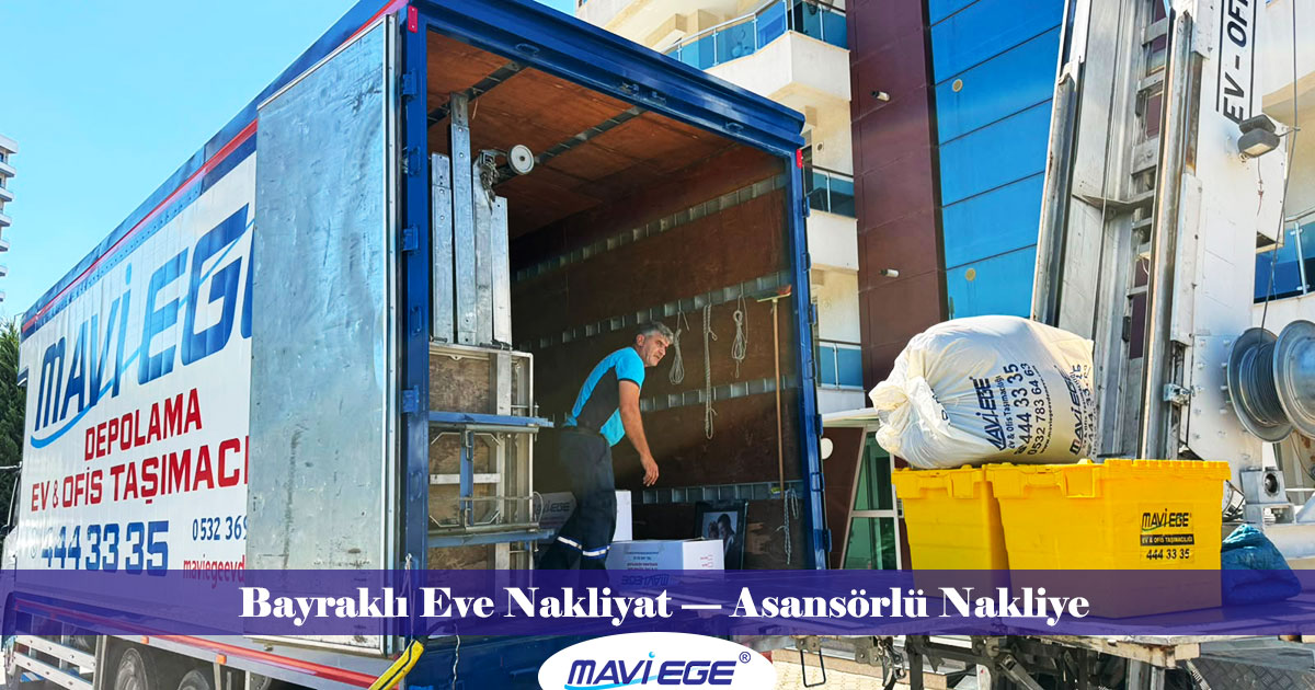 Mavi Ege Nakliyat Bayraklı bölgesinde evden eve nakliye hizmeti yaparken