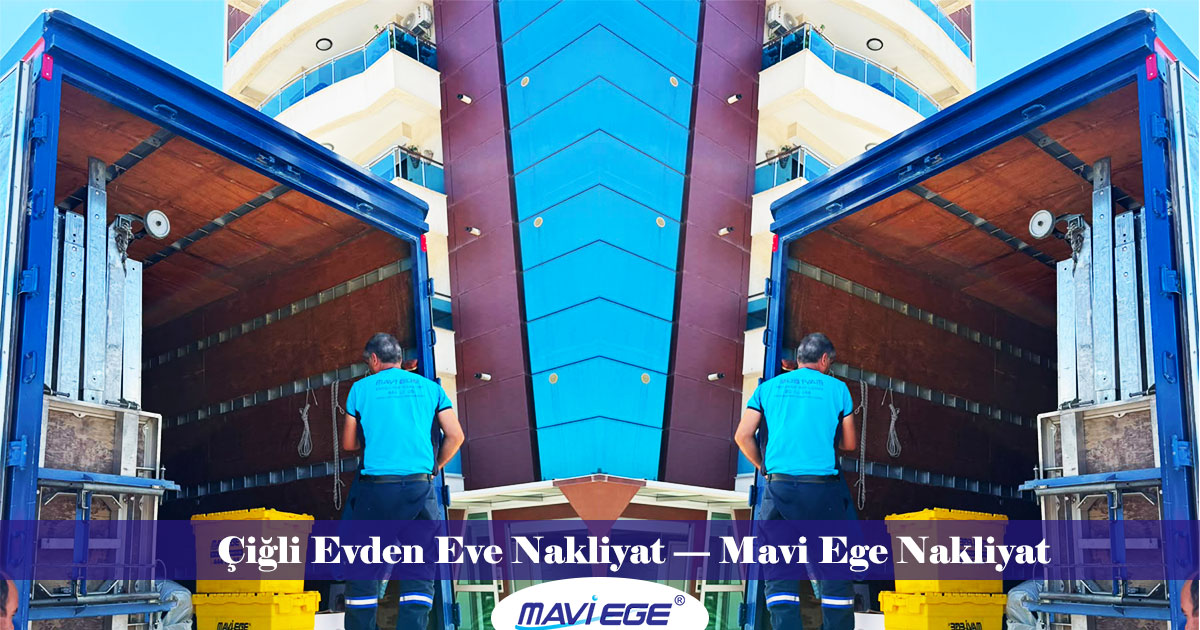 Mavi Ege Nakliyat Çiğli ilçesinde evden eve nakliye hizmetini asansörlü yapıyorken