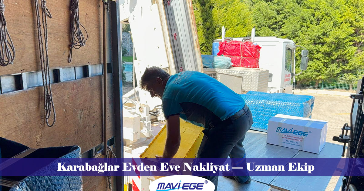 Mavi Ege Nakliyat uzman ekipleri Karabağlar bölgesinde evden eve nakliye hizmetindeyken