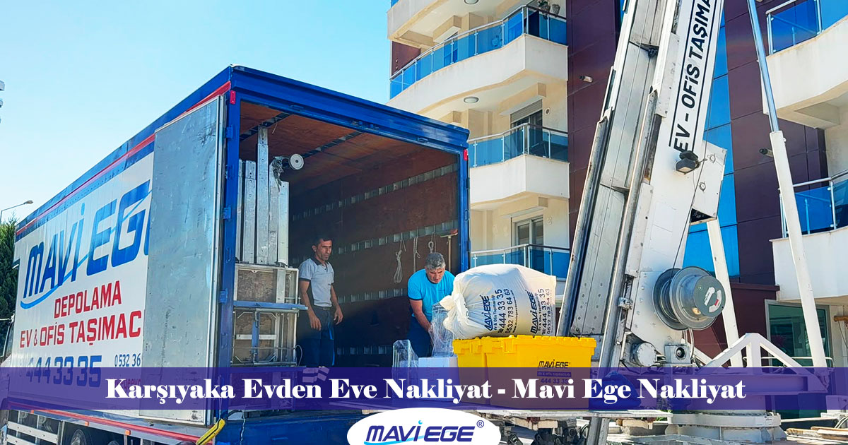 Mavi Ege Nakliyat Karşıyaka ilçesinde asansörlü evden eve nakliye yaparken